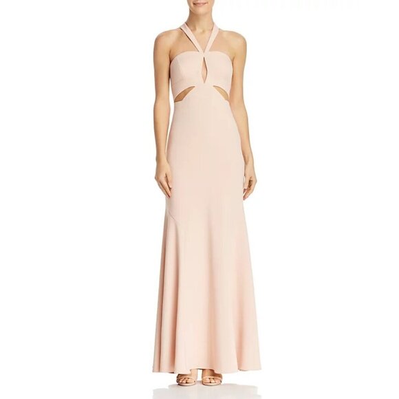Aidan by Aidan Mattox Blush Pink Crepe Cutout Detail Gown NWT Size 0 - Picture 3 of 10